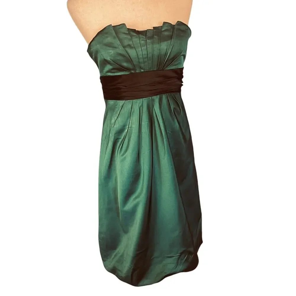 Kay Unger Silk Strapless Bubble Hem Special Occasion Party Dress Green Size 6 - Picture 3 of 8